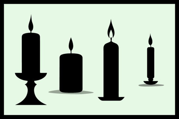 Candle Silhouette Stencil Christmas Set: Illustrations