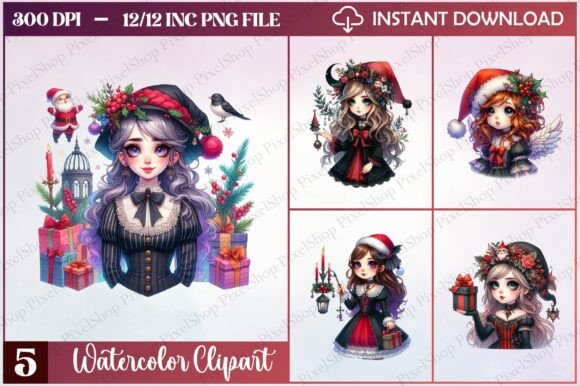 Christmas Gothic Female Clipart Freebies Review