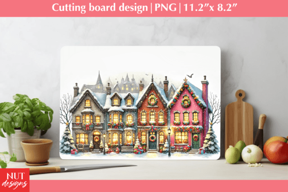 Christmas Houses Background PNG: Festive Illustrations