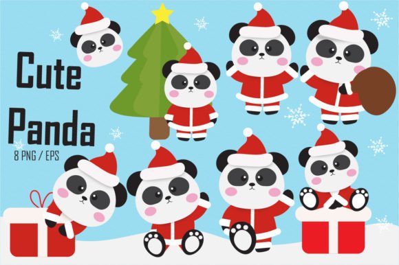 Christmas Panda Character: Festive Illustrations for Branding
