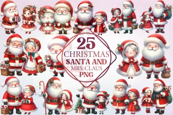 Christmas Santa and Mrs. Claus Clipart: Illustrations Review