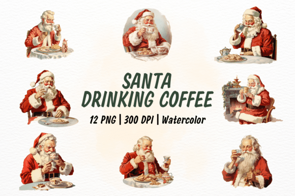 Christmas Santa Drinking Coffee Clipart Review