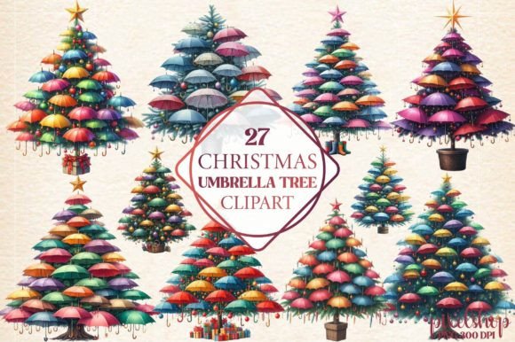 Christmas Umbrella Tree Clipart & Illustrations Review