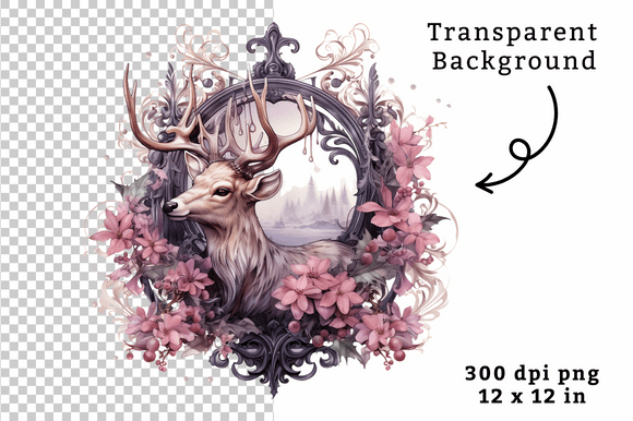 Christmas Watercolor Reindeer Clipart PN: Illustrations Review