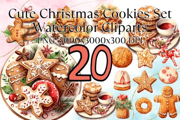 Cute Christmas Cookies Watercolor Illustrations Review