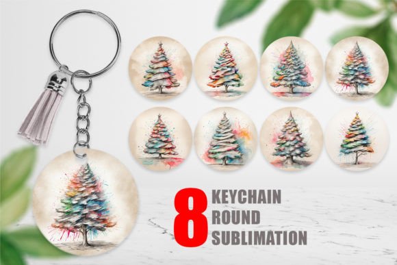 Keychain Watercolor Christmas Tree Illustrations Review