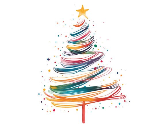 Line Art Christmas Tree Clipart: Illustrations for Sellers