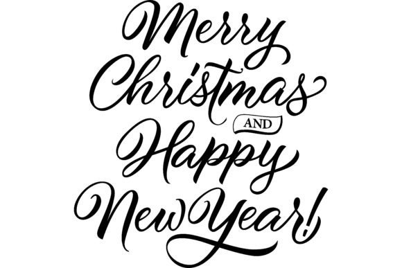 Merry Christmas and Happy New Year Lette Illustrations