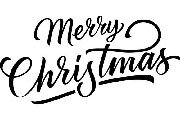 Merry Christmas Lettering with Swirl Ele Illustrations