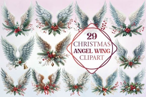 Review: Watercolor Christmas Angel Wing Clipart for Embroidery