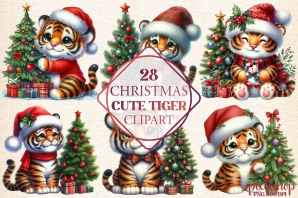 Review: Watercolor Christmas Cute Tiger Clipart for Embroidery