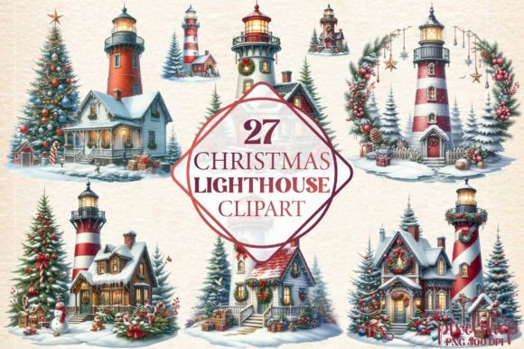Watercolor Christmas Lighthouse Clipart Freebies Review