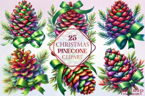 Watercolor Christmas Pinecone Clipart: Freebies Review