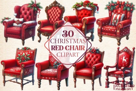 Watercolor Christmas Red Chair Clipart Review