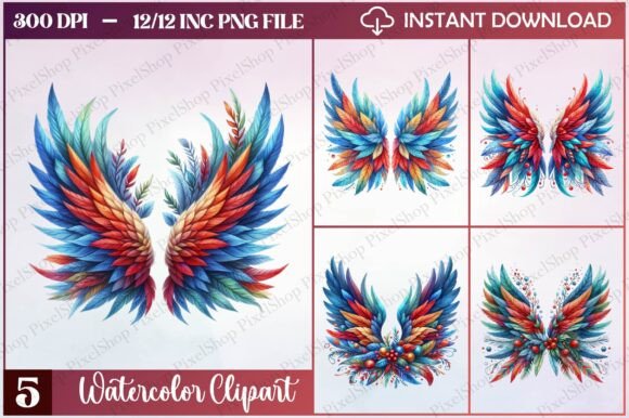 Watercolor Christmas Wings Clipart: Freebies Review