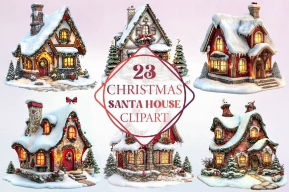Watercolor Santa House Clipart Review